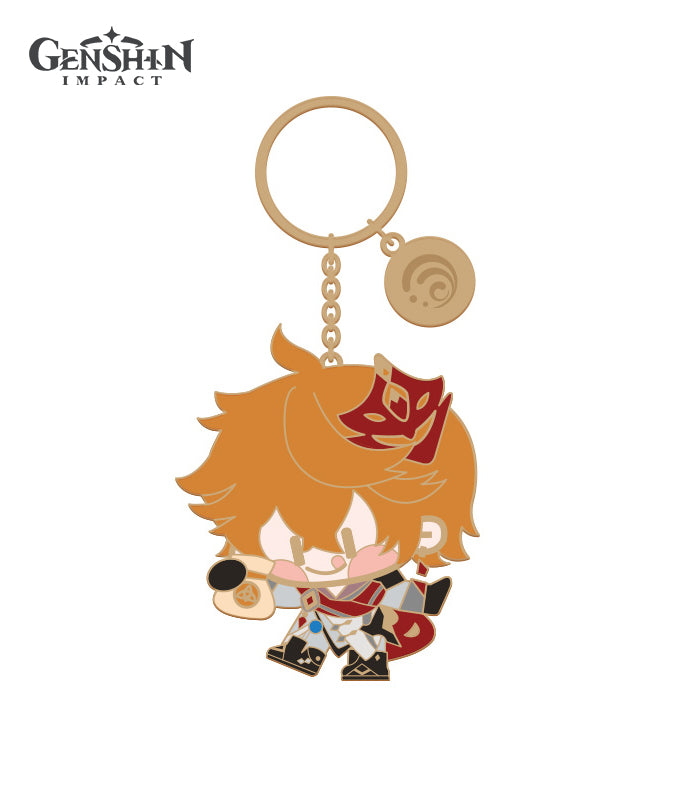 Genshin Impact Chibi Character Metal Keychain Accessories