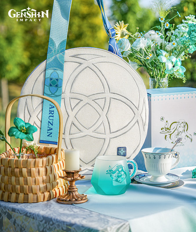 [Official Merchandise] Faruzan Genshin Cafe in Seoul Merchandise: Canvas Bag, Glass and Cup Set