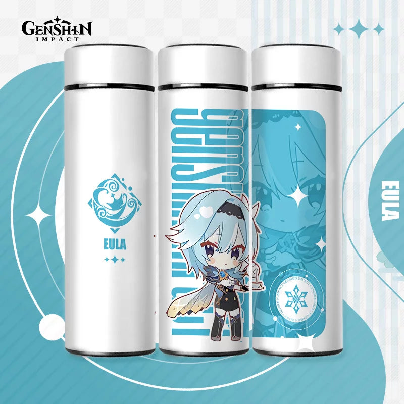 Genshin Impact Cute Chibi Water Bottles Temperature Display 500ml