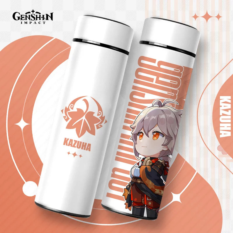 Genshin Impact Cute Chibi Water Bottles Temperature Display 500ml