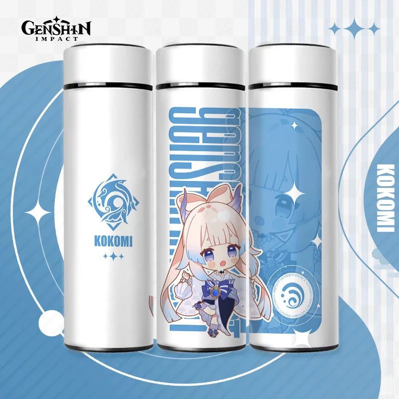 Genshin Impact Cute Chibi Water Bottles Temperature Display 500ml