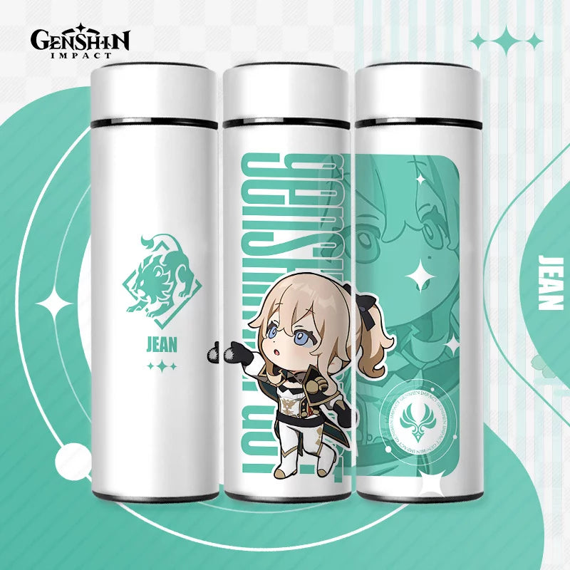Genshin Impact Cute Chibi Water Bottles Temperature Display 500ml