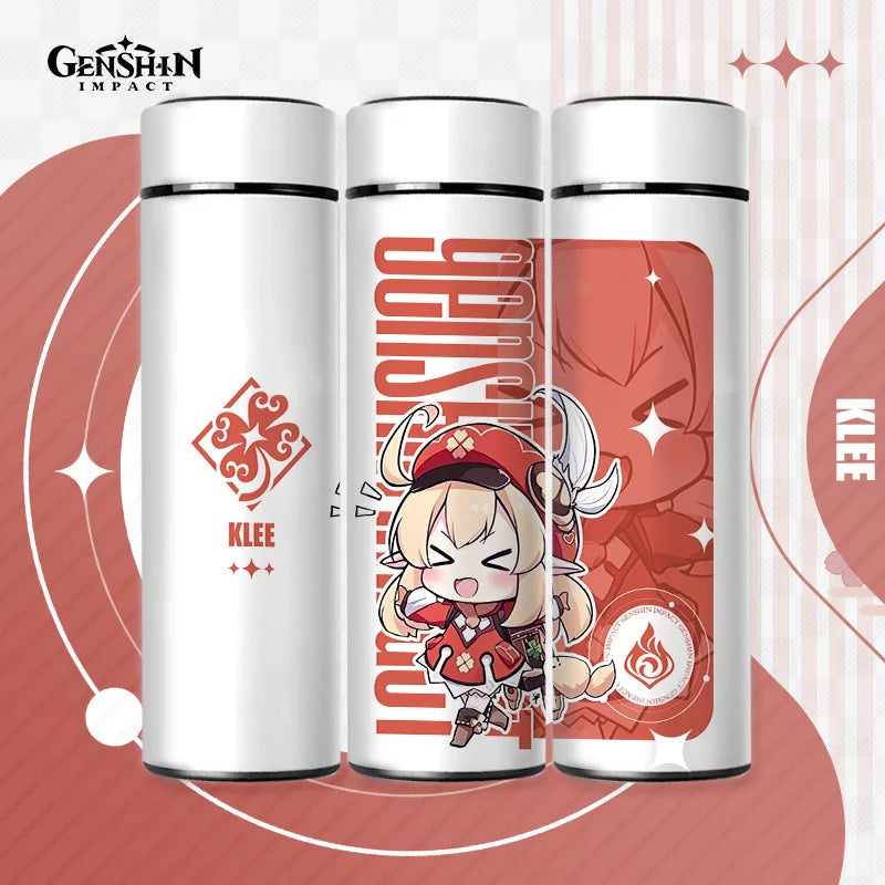 Genshin Impact Cute Chibi Water Bottles Temperature Display 500ml