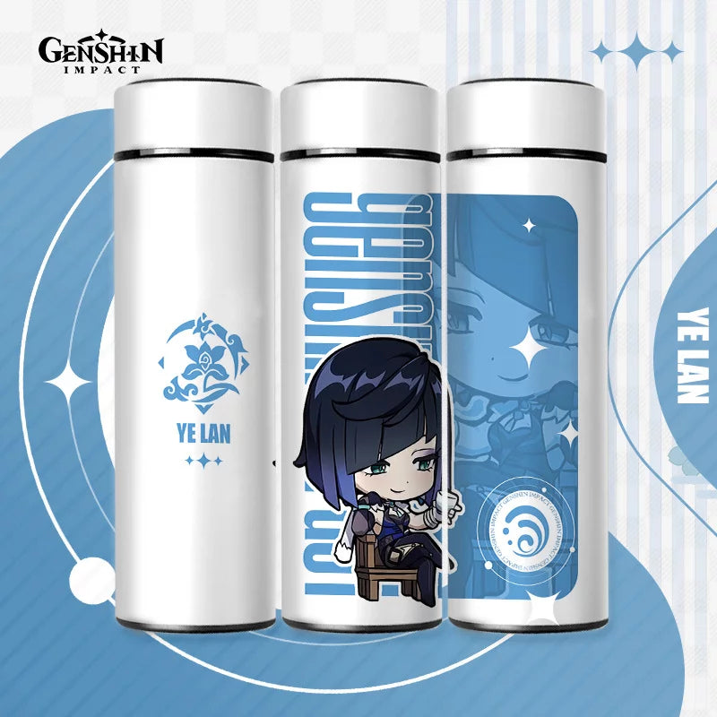 Genshin Impact Cute Chibi Water Bottles Temperature Display 500ml
