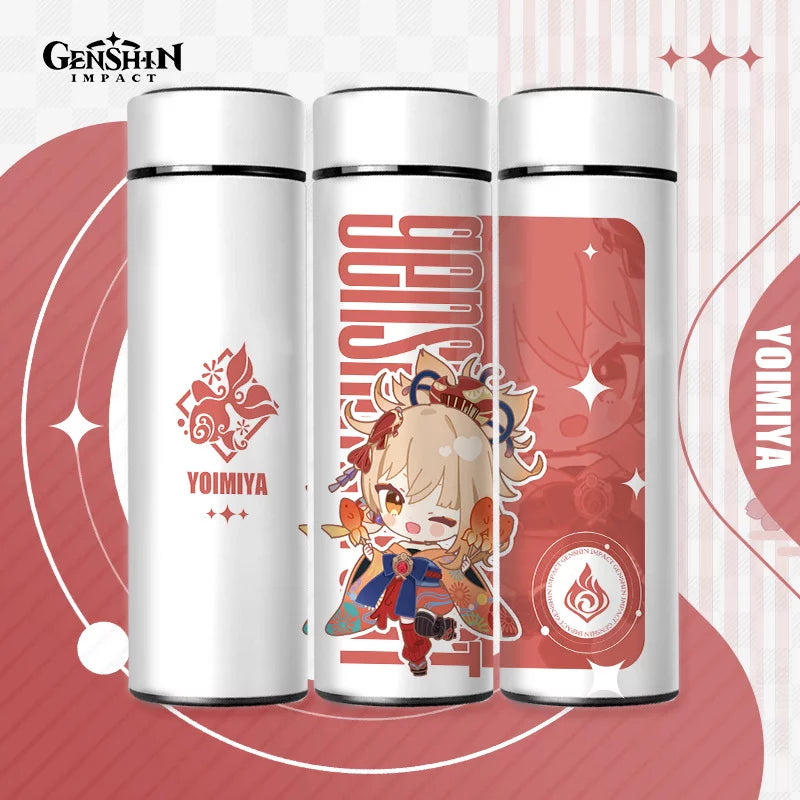 Genshin Impact Cute Chibi Water Bottles Temperature Display 500ml
