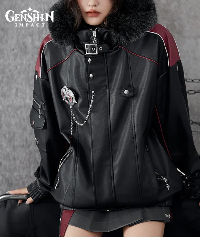 [Official Merchandise] Genshin Impact Wriothesley Impression Clothing Quilted PU Hooded Jacket Coat