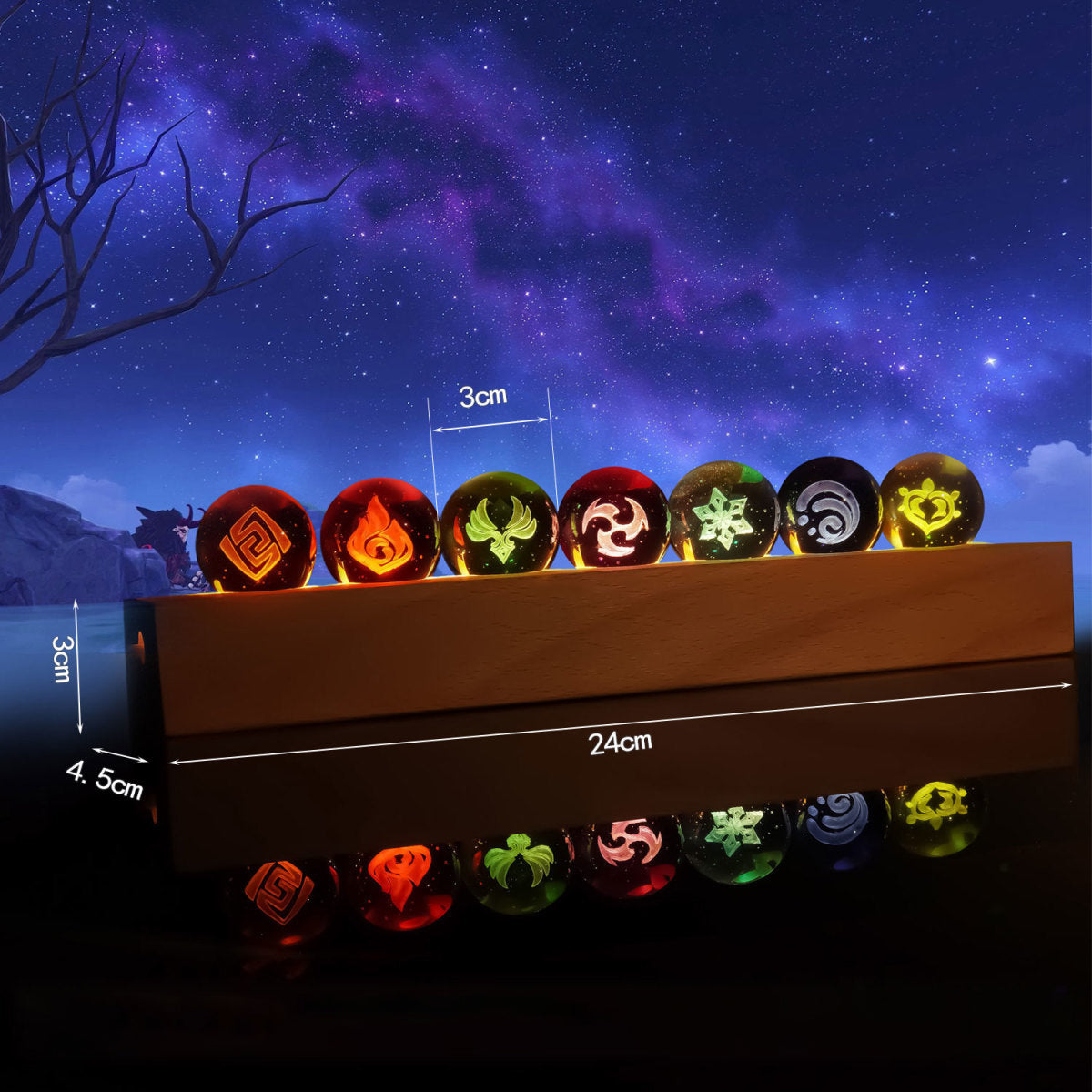 Genshin Impact 7 Elements Crystal Ball Table Lamp