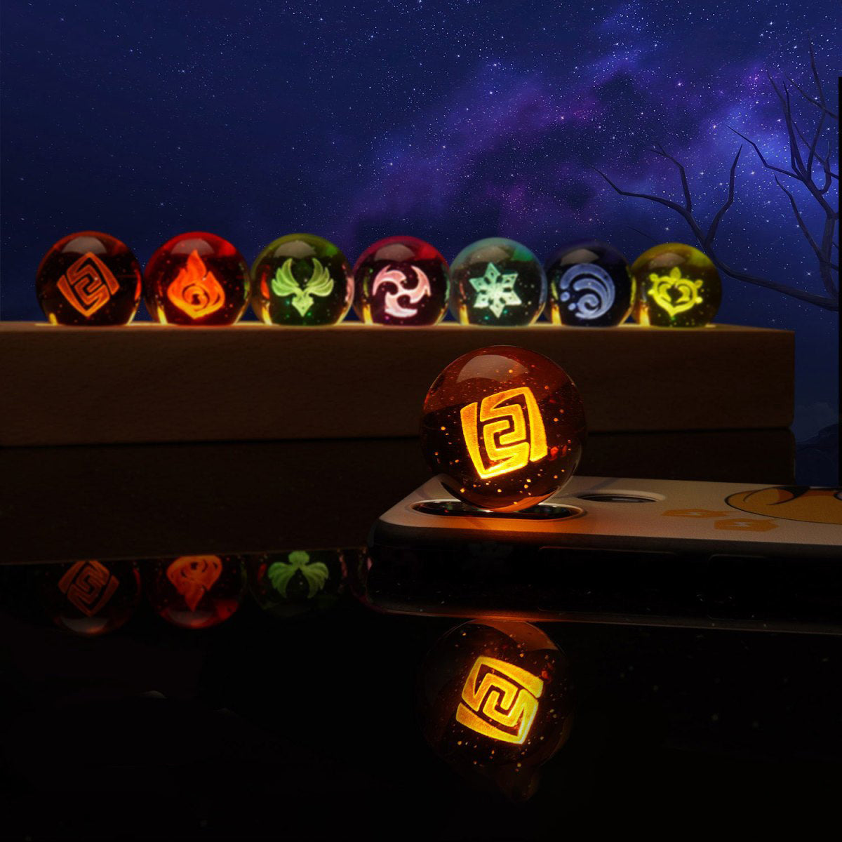 Genshin Impact 7 Elements Crystal Ball Table Lamp