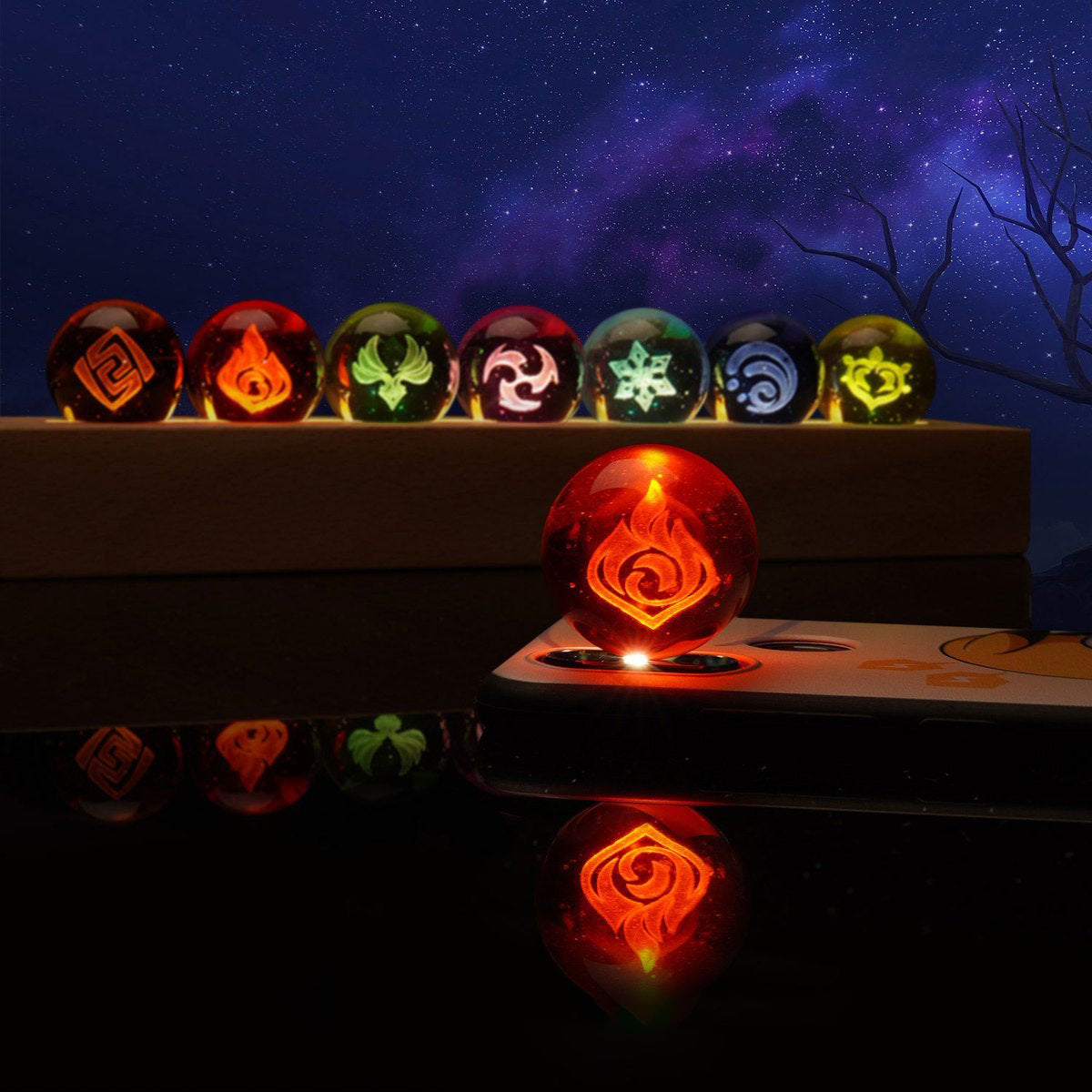 Genshin Impact 7 Elements Crystal Ball Table Lamp