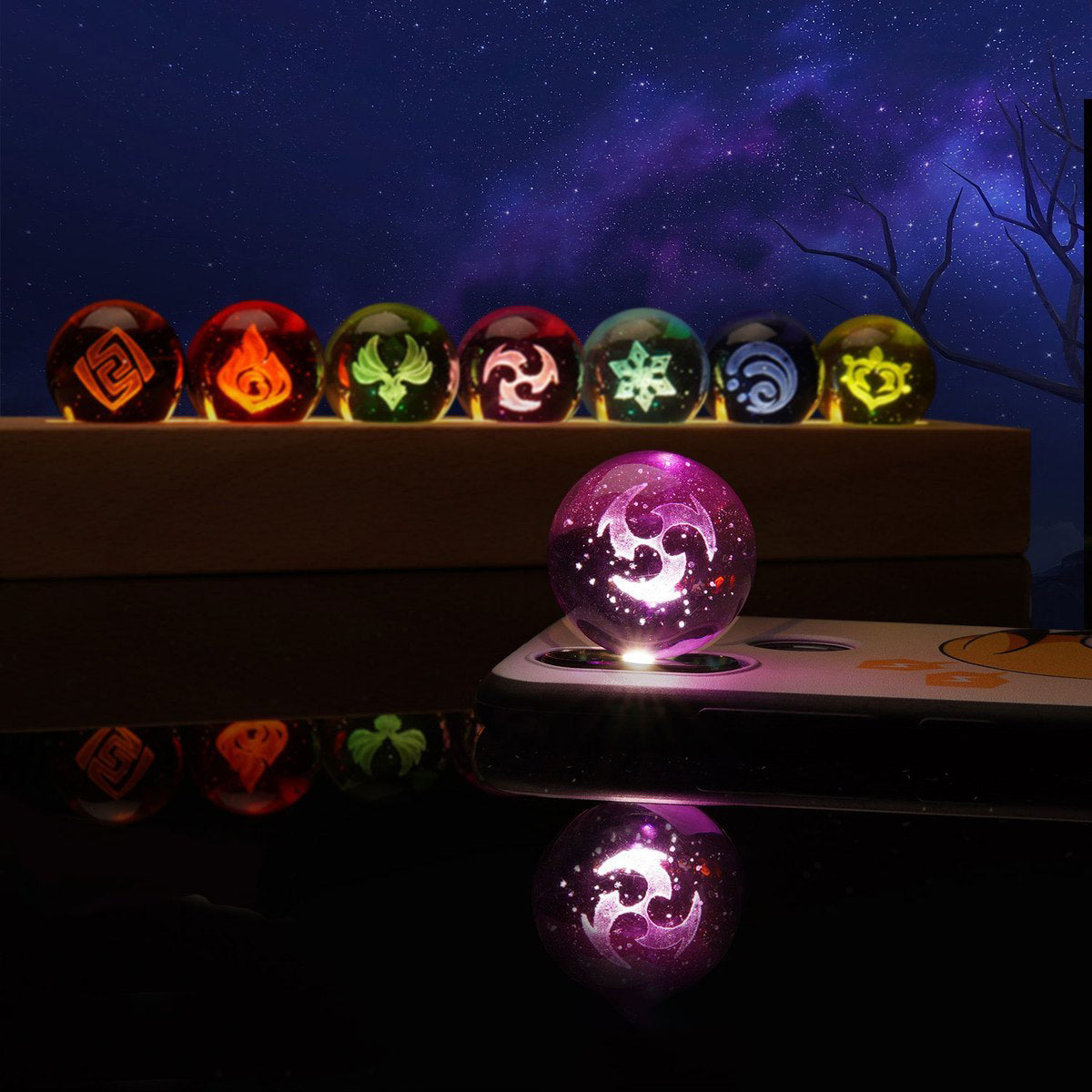 Genshin Impact 7 Elements Crystal Ball Table Lamp