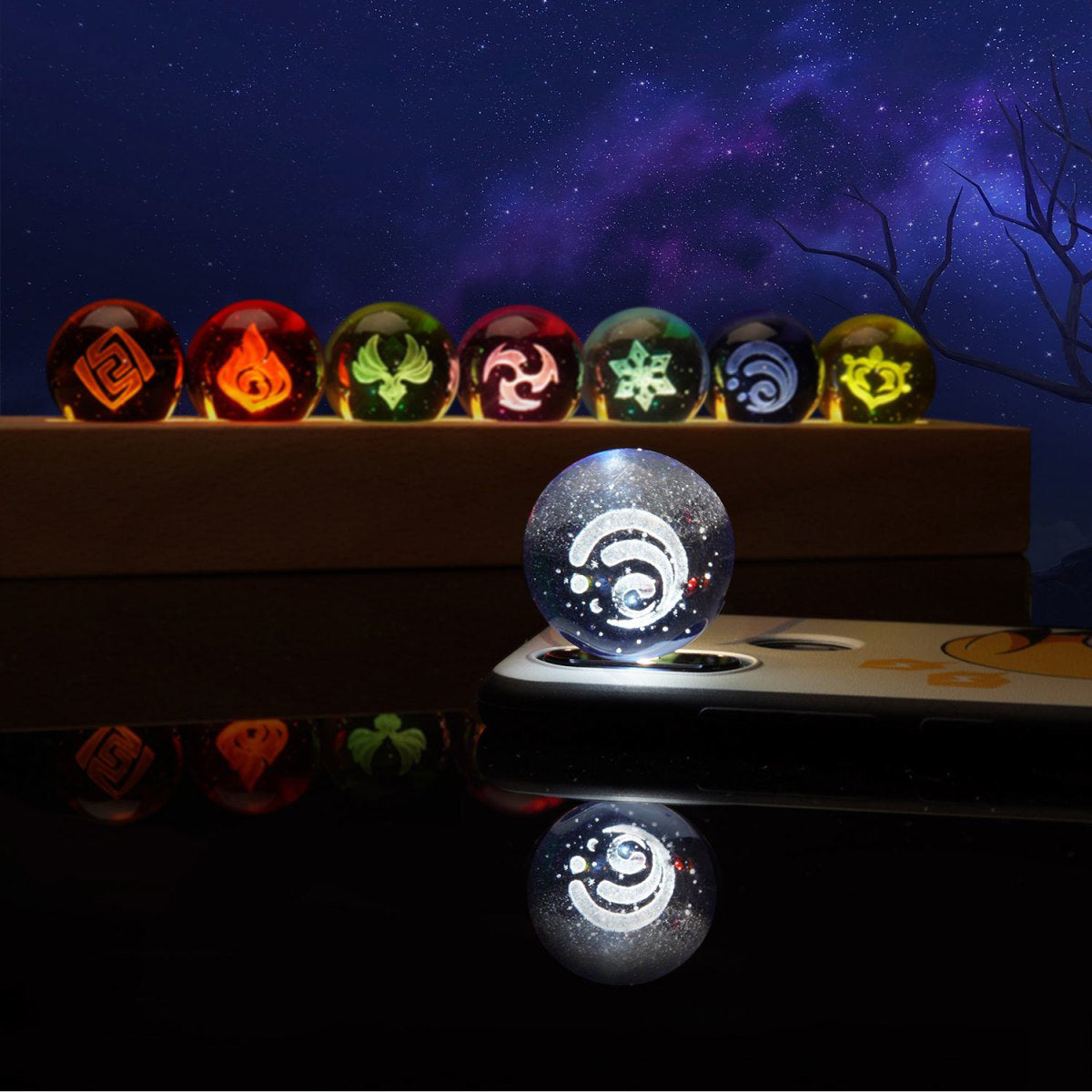 Genshin Impact 7 Elements Crystal Ball Table Lamp