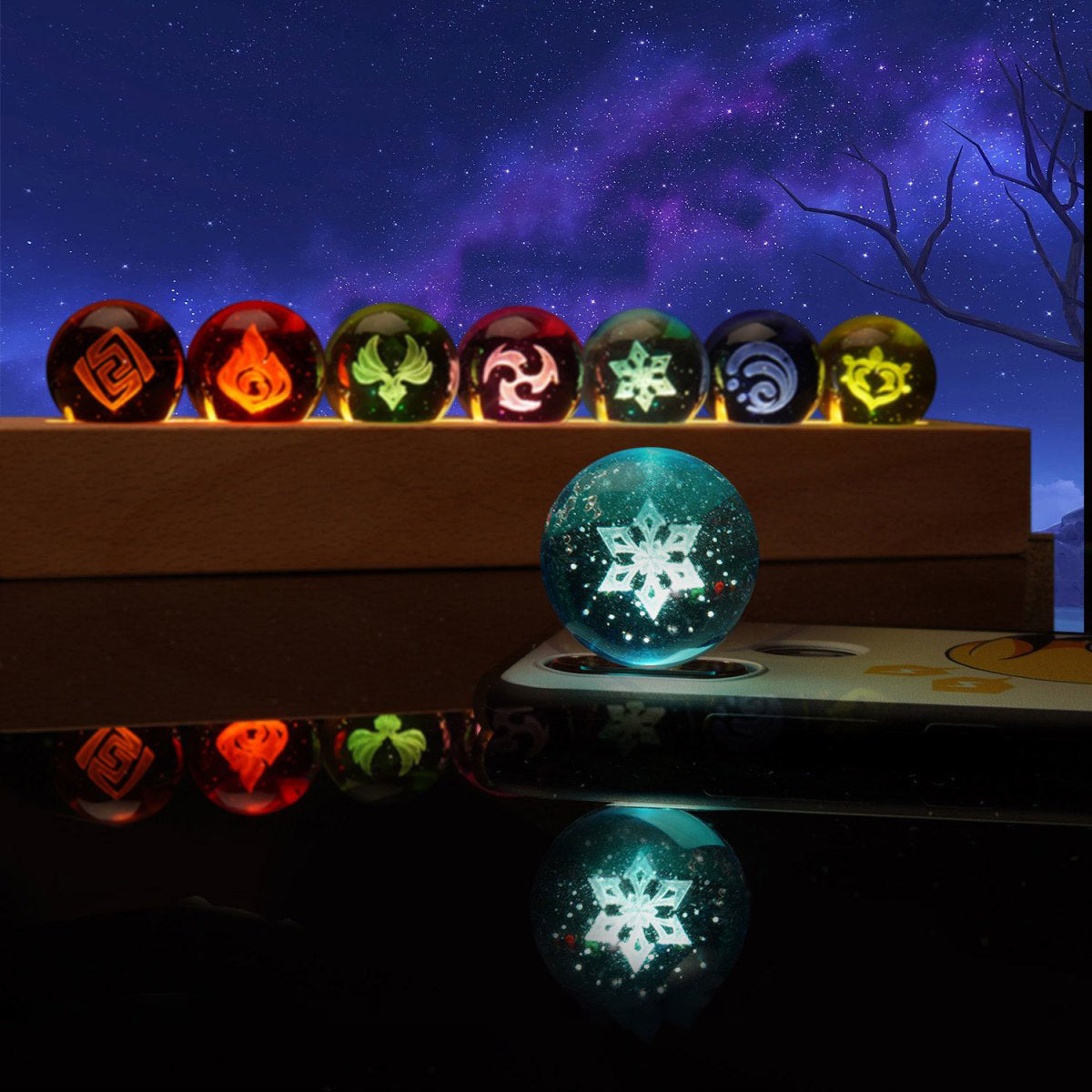 Genshin Impact 7 Elements Crystal Ball Table Lamp