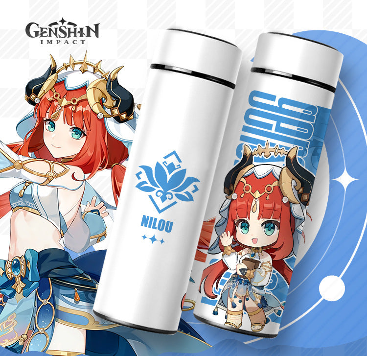 Genshin Impact Cute Chibi Water Bottles Temperature Display 500ml