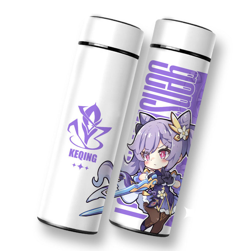 Genshin Impact Cute Chibi Water Bottles Temperature Display 500ml