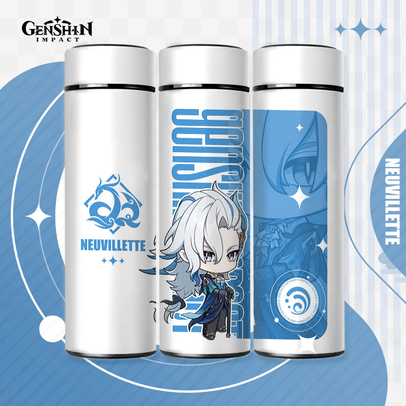 Genshin Impact Cute Chibi Water Bottles Temperature Display 500ml