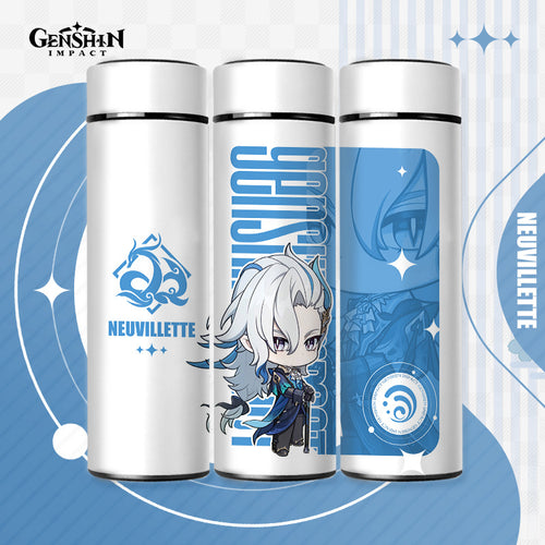 Genshin Impact Cute Chibi Water Bottles Temperature Display 500ml