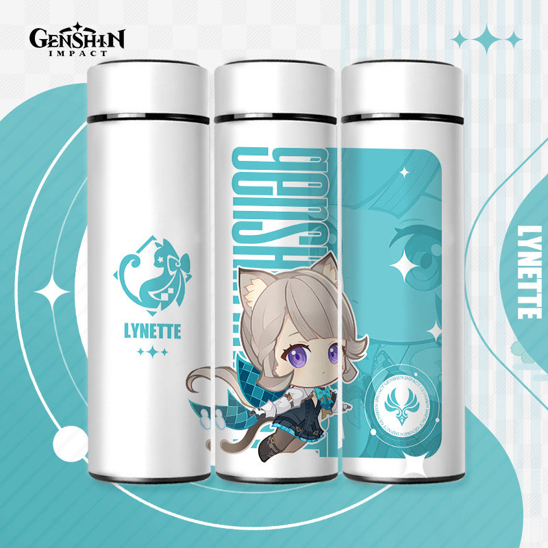 Genshin Impact Cute Chibi Water Bottles Temperature Display 500ml