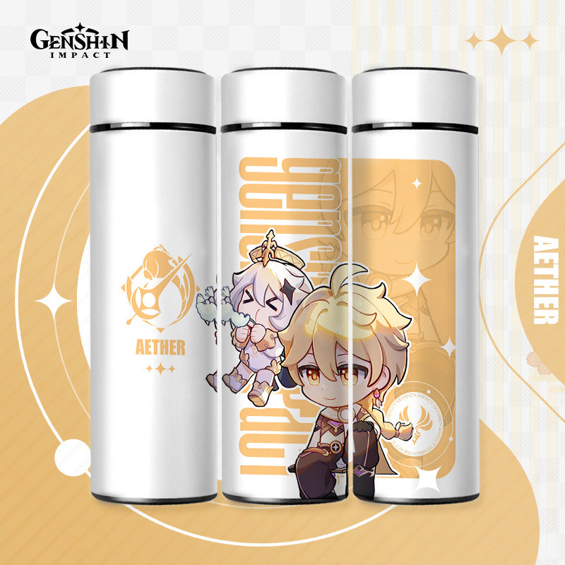 Genshin Impact Cute Chibi Water Bottles Temperature Display 500ml