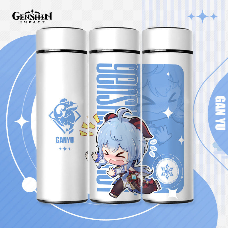 Genshin Impact Cute Chibi Water Bottles Temperature Display 500ml