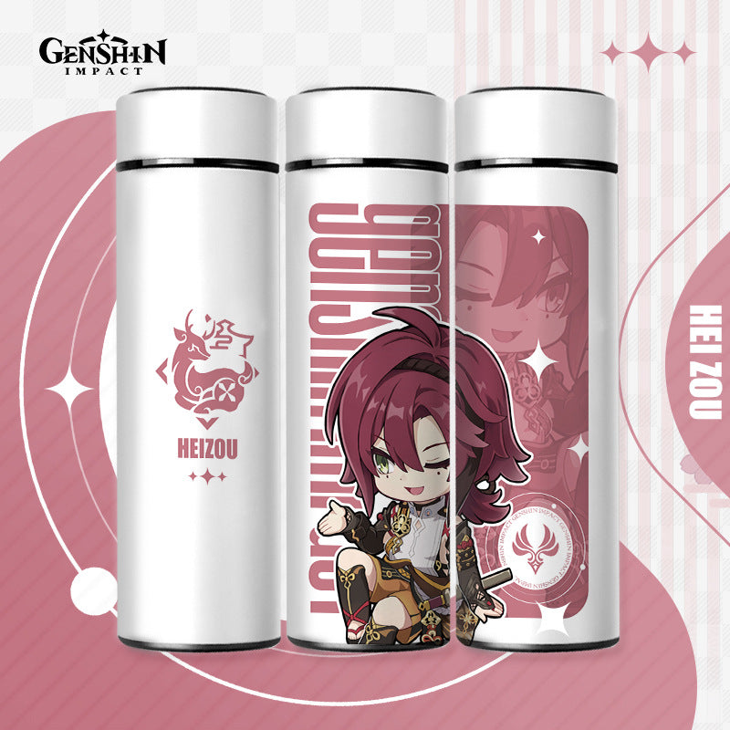 Genshin Impact Cute Chibi Water Bottles Temperature Display 500ml