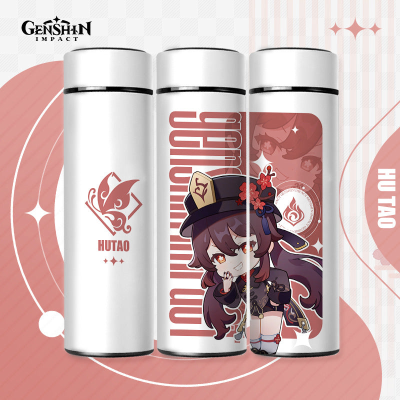 Genshin Impact Cute Chibi Water Bottles Temperature Display 500ml