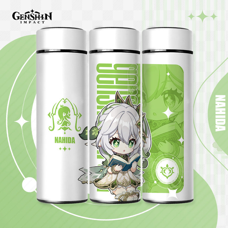 Genshin Impact Cute Chibi Water Bottles Temperature Display 500ml