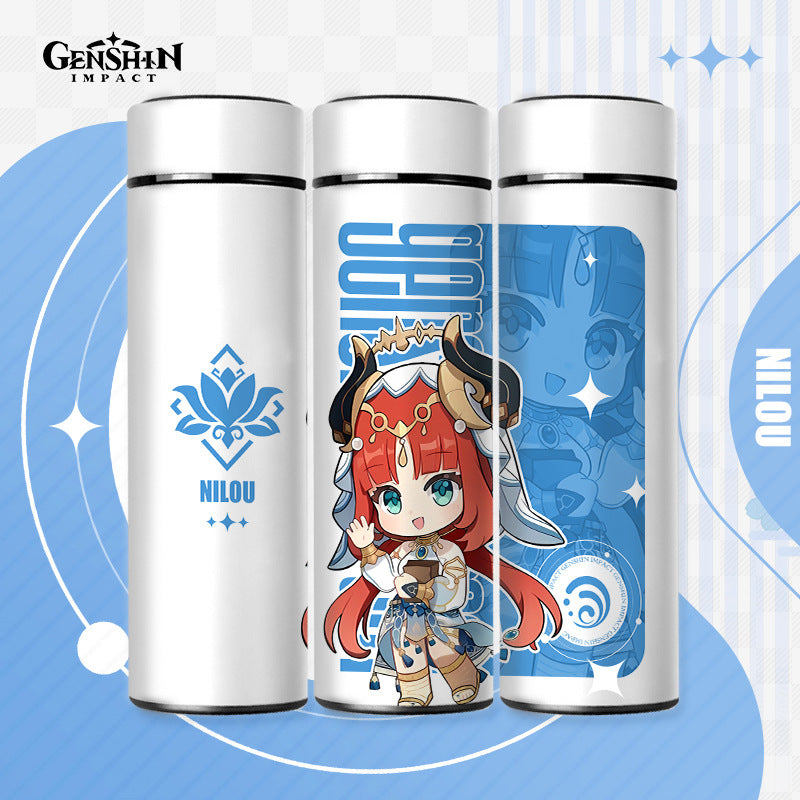 Genshin Impact Cute Chibi Water Bottles Temperature Display 500ml