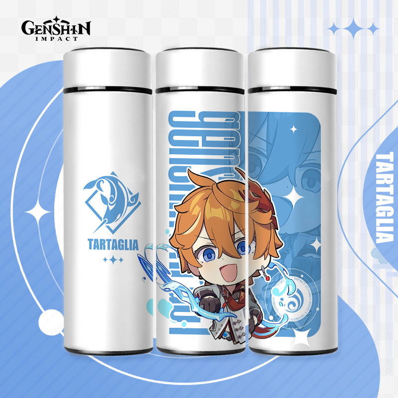 Genshin Impact Cute Chibi Water Bottles Temperature Display 500ml