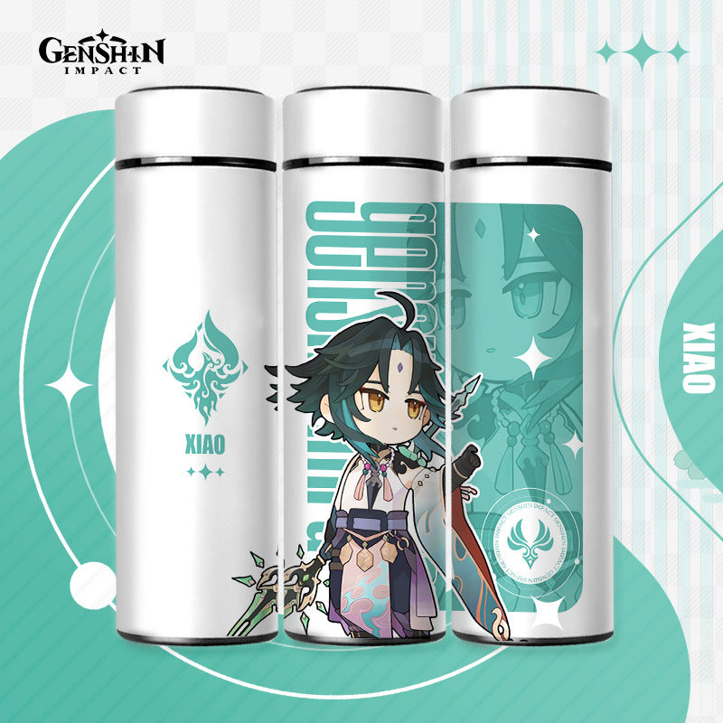 Genshin Impact Cute Chibi Water Bottles Temperature Display 500ml