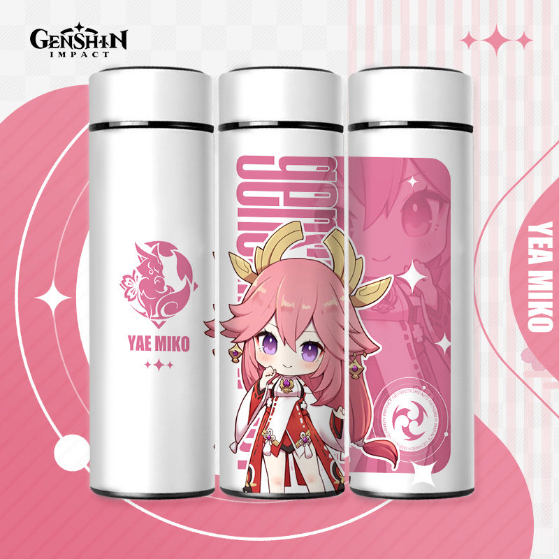 Genshin Impact Cute Chibi Water Bottles Temperature Display 500ml