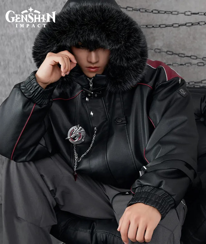 [Official Merchandise] Genshin Impact Wriothesley Impression Clothing Quilted PU Hooded Jacket Coat