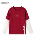 Yae Miko Impression Clothing Long Sleeve T-Shirt with Patchwork