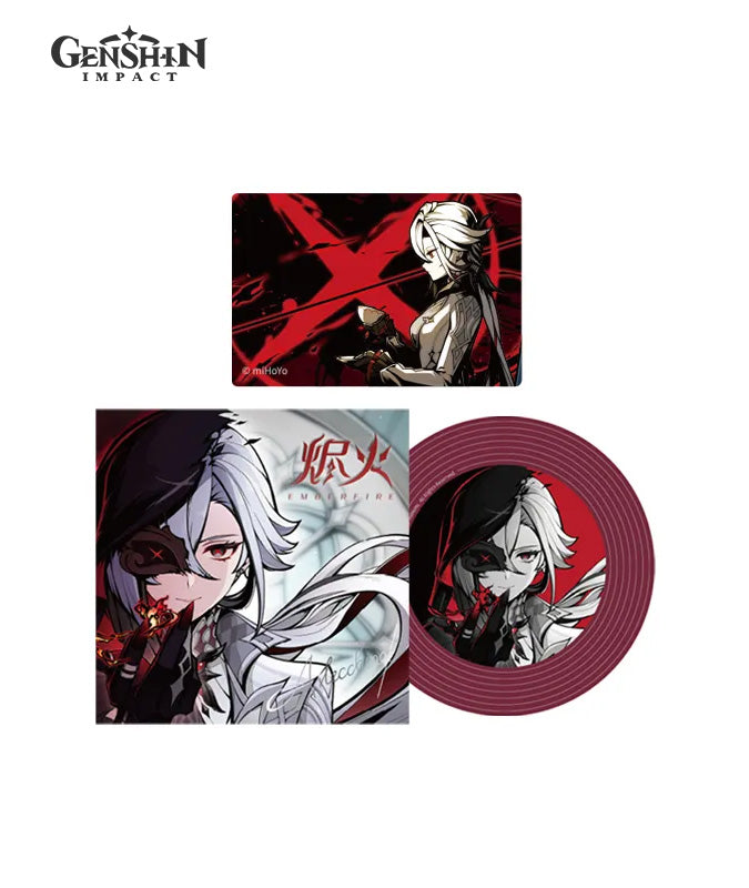[Official Merchandise] QQ Music x Genshin Impact Arlecchino Emberfire Acrylic Ornament & NFC Card Set