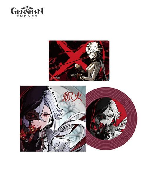 [Official Merchandise] QQ Music x Genshin Impact Arlecchino Emberfire Acrylic Ornament & NFC Card Set