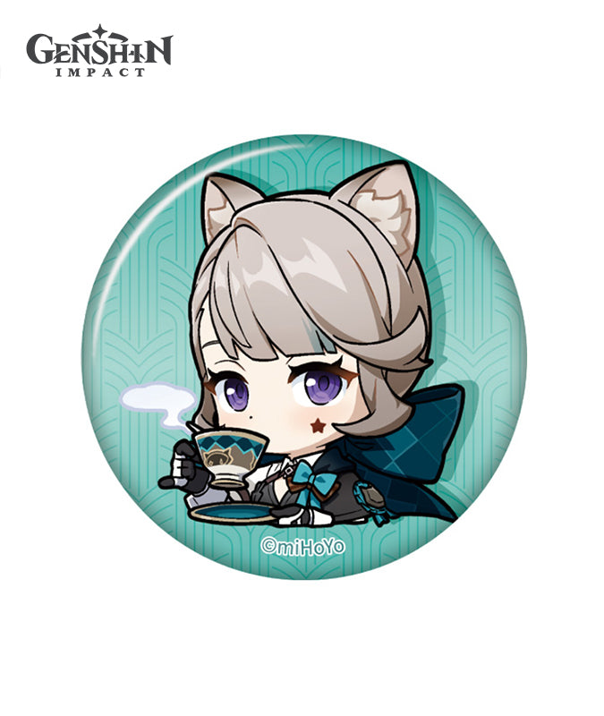 Genshin Impact Fontaine Chibi Character Expression Sticker Badge