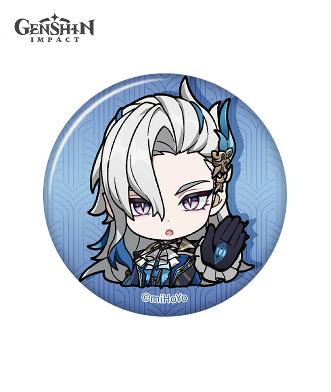 Genshin Impact Fontaine Chibi Character Expression Sticker Badge