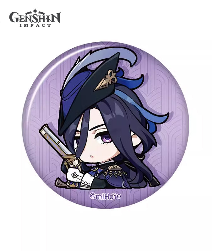 Genshin Impact Fontaine Chibi Character Expression Sticker Badge