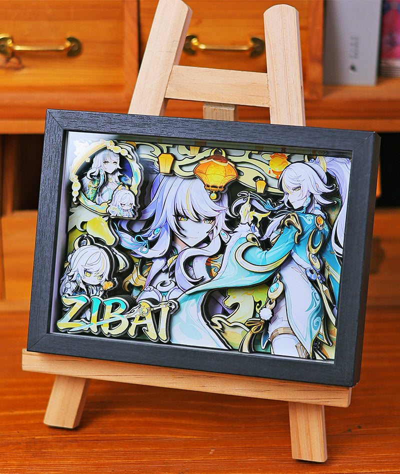 Genshin Impact 3D Shadow Box Art Painting Desk Decor | Columbina & Citlali