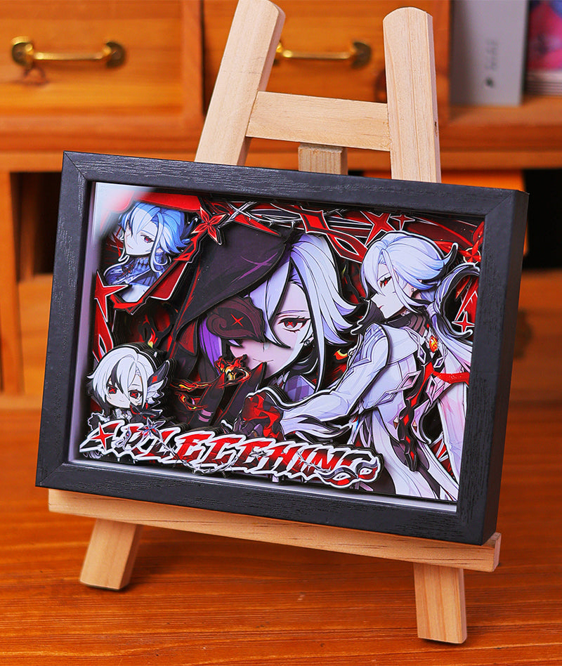 Genshin Impact 3D Shadow Box Art Painting Desk Decor | Columbina & Citlali