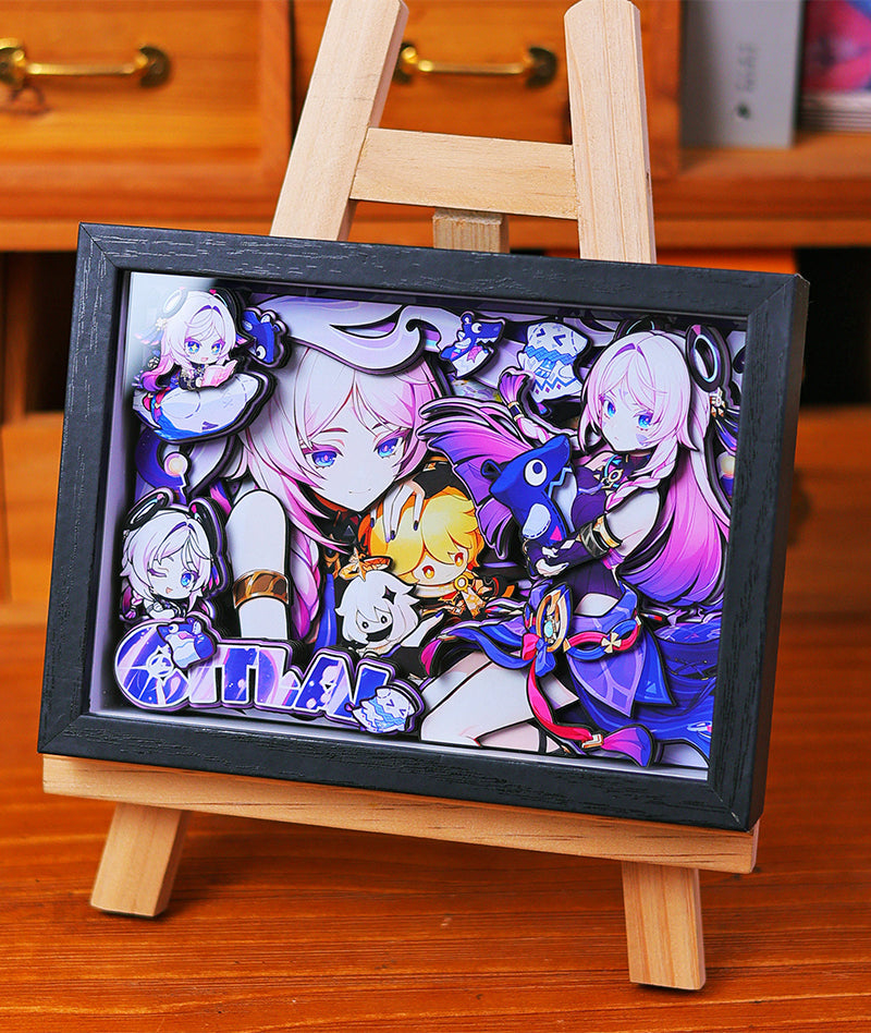 Genshin Impact 3D Shadow Box Art Painting Desk Decor | Columbina & Citlali