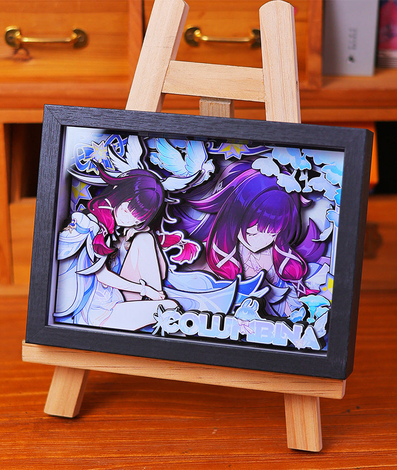Genshin Impact 3D Shadow Box Art Painting Desk Decor | Columbina & Citlali
