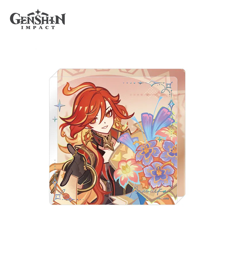 [Official Merch] Genshin Fragrant Listening Time Character Badge & Acrylic Block