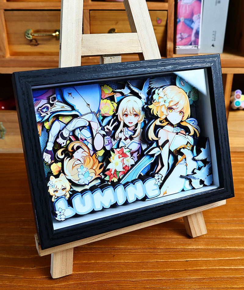 Genshin Impact 3D Shadow Box Art Painting Desk Decor | Columbina & Citlali