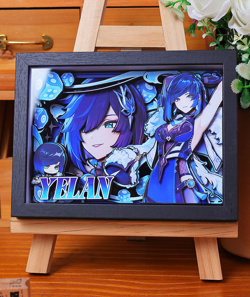 Genshin Impact 3D Shadow Box Art Painting Desk Decor | Columbina & Citlali