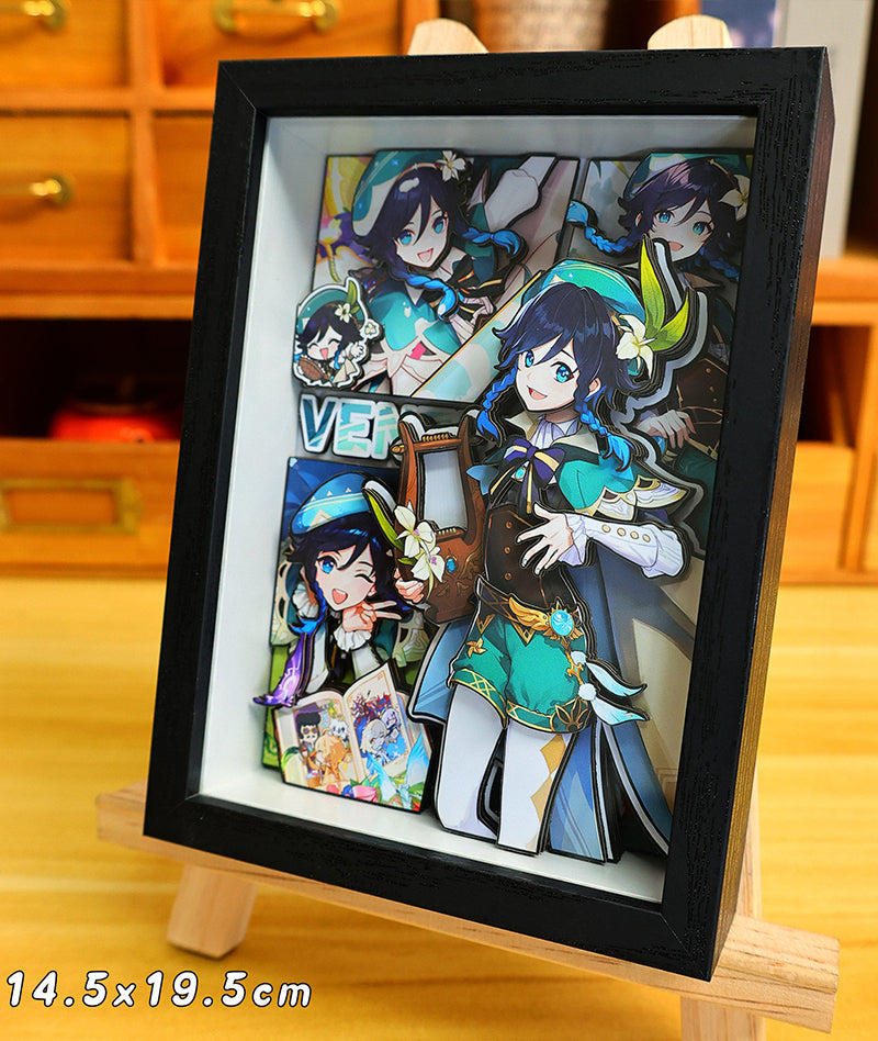Genshin Impact 3D Shadow Box Art Painting Desk Decor | Columbina & Citlali