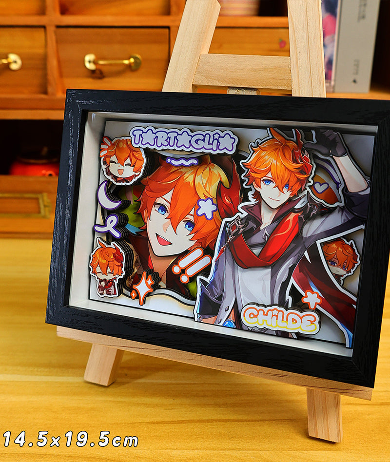 Genshin Impact 3D Shadow Box Art Painting Desk Decor | Columbina & Citlali