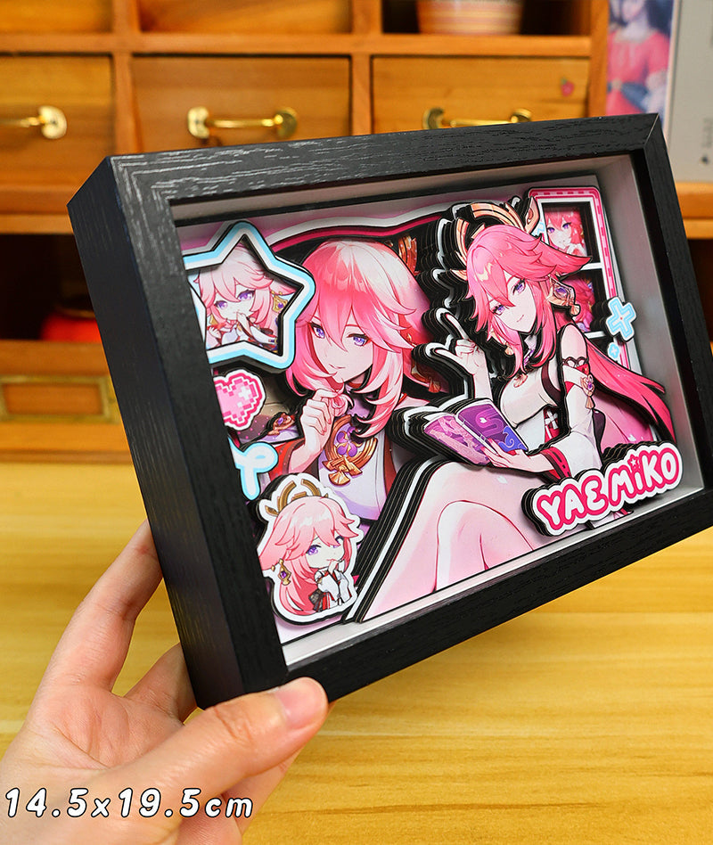 Genshin Impact 3D Shadow Box Art Painting Desk Decor | Columbina & Citlali
