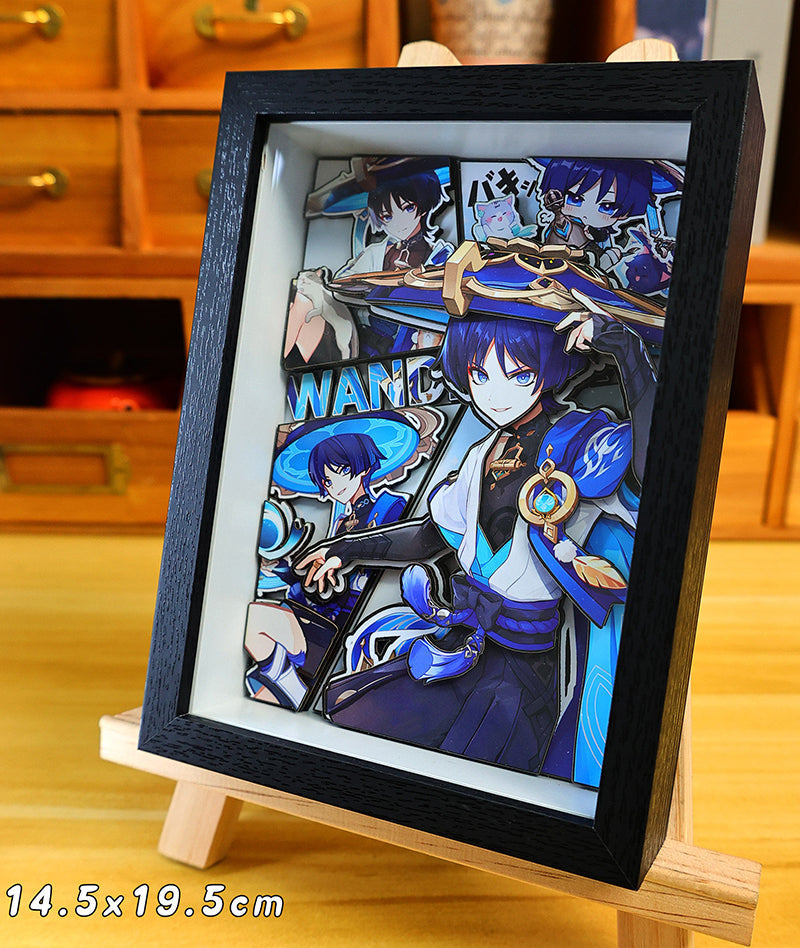 Genshin Impact 3D Shadow Box Art Painting Desk Decor | Columbina & Citlali