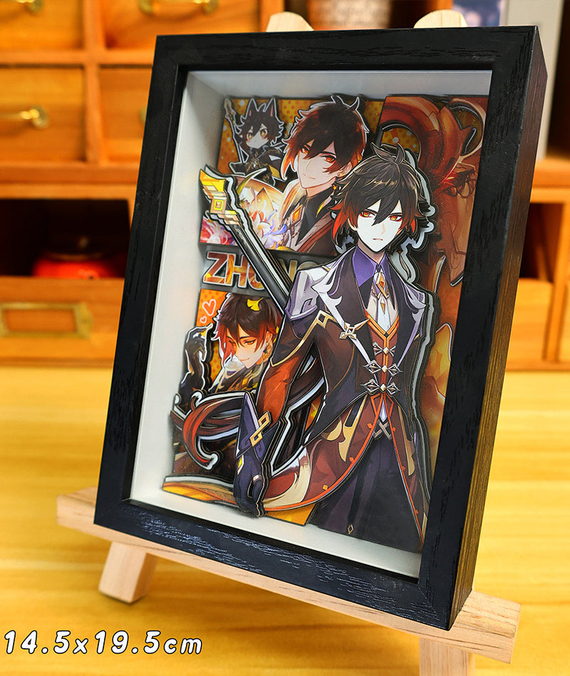 Genshin Impact 3D Shadow Box Art Painting Desk Decor | Columbina & Citlali