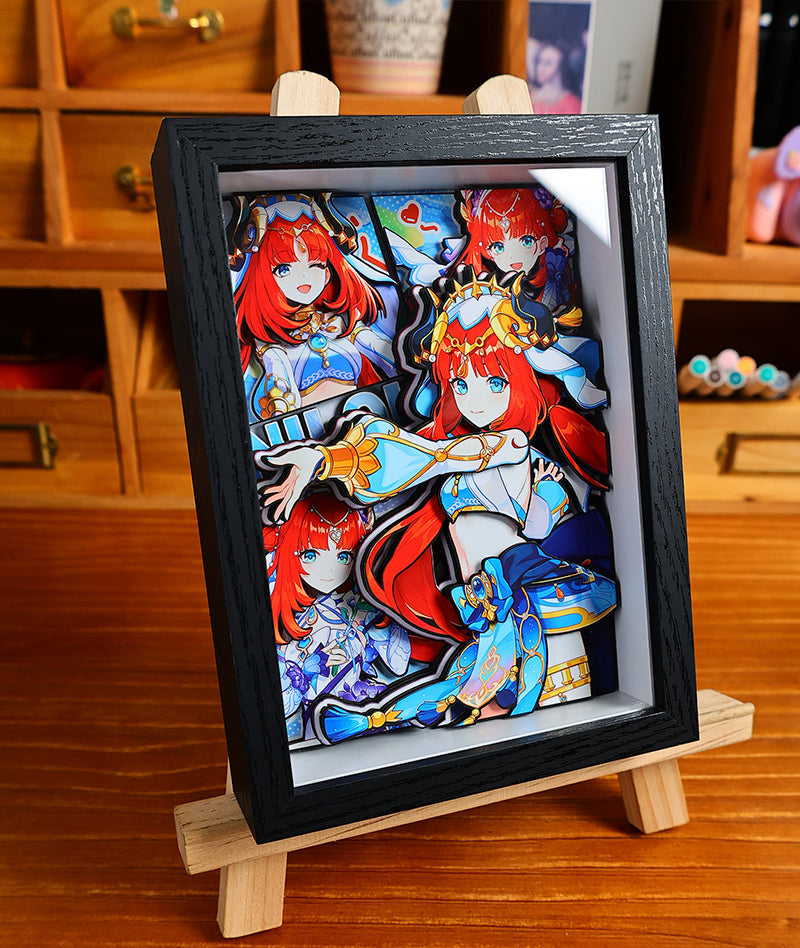 Genshin Impact 3D Shadow Box Art Painting Desk Decor | Columbina & Citlali